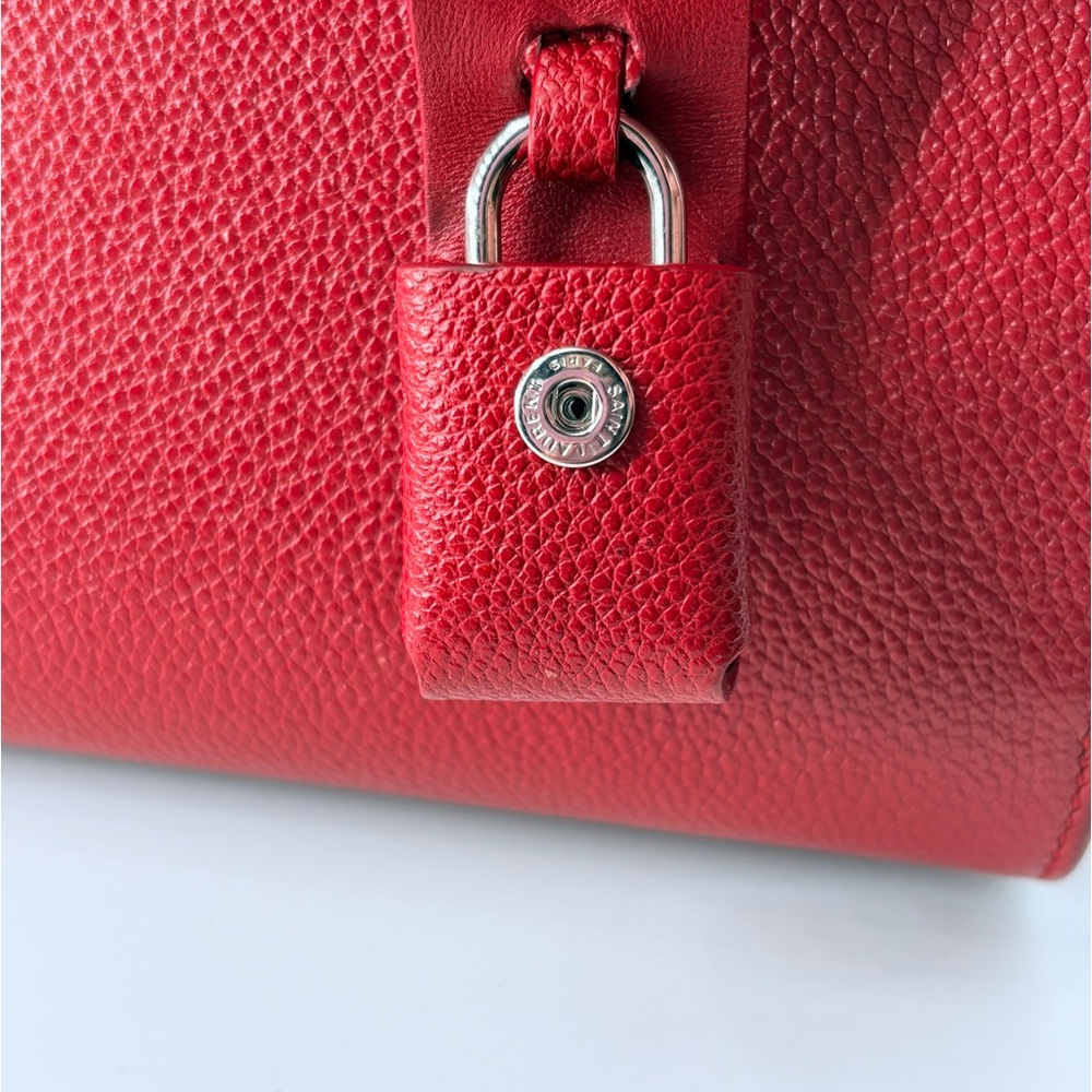 YSL Sac Du Jour Nano in Red Pebbled Leather - Picture 9 of 16